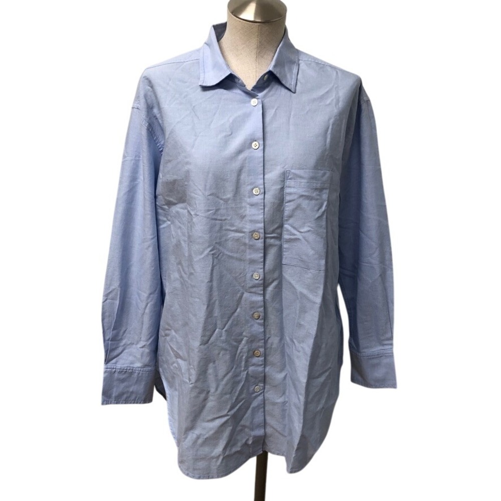 AYR The Deep End Button Down Shirt Womens Large Blue Cotton Oversized E2477